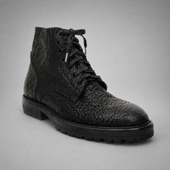 PASCH Blackthorn Textured Service Boot in Black Leather
