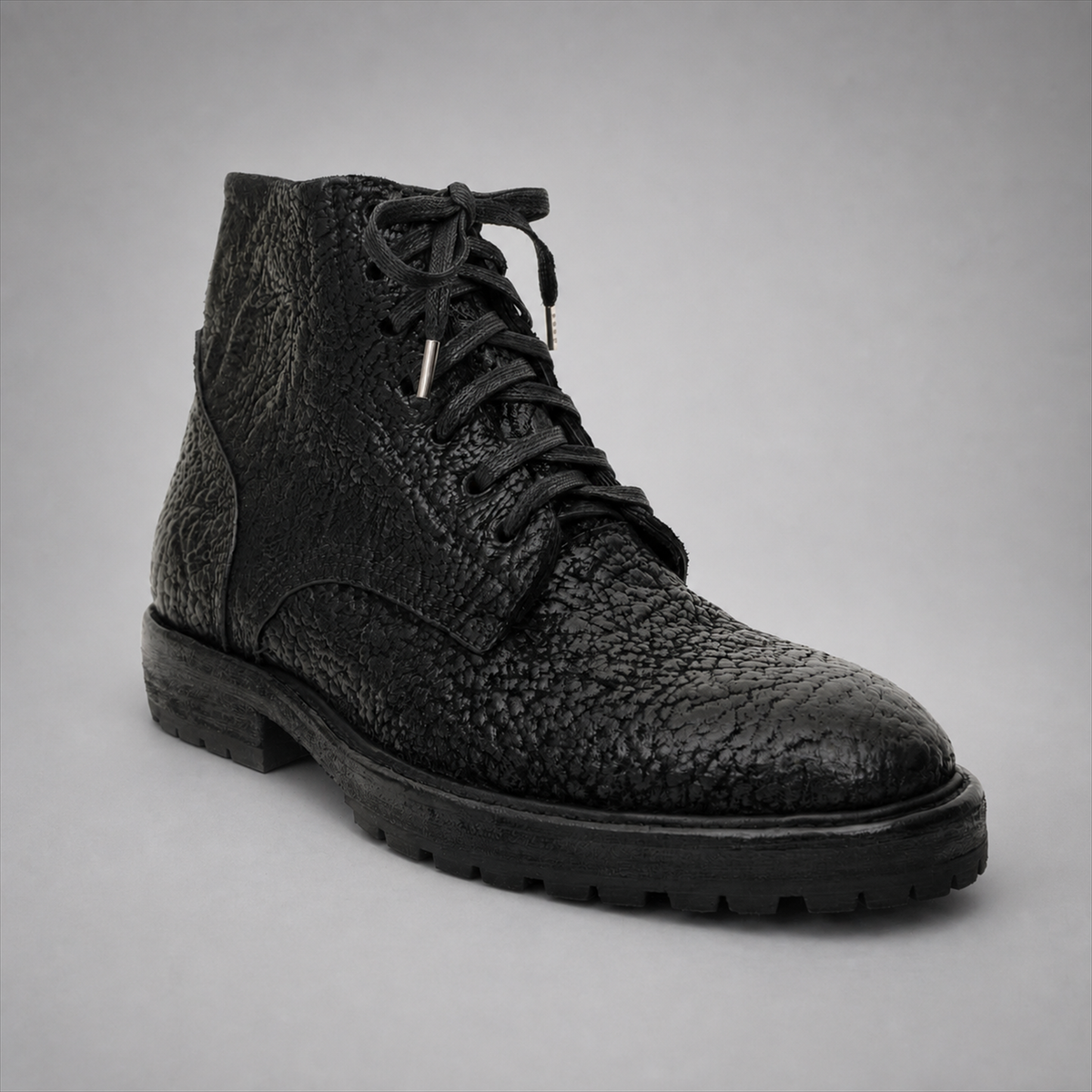 PASCH Blackthorn Textured Service Boot in Black Leather
