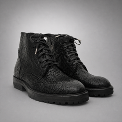 PASCH Blackthorn Textured Service Boot in Black Leather