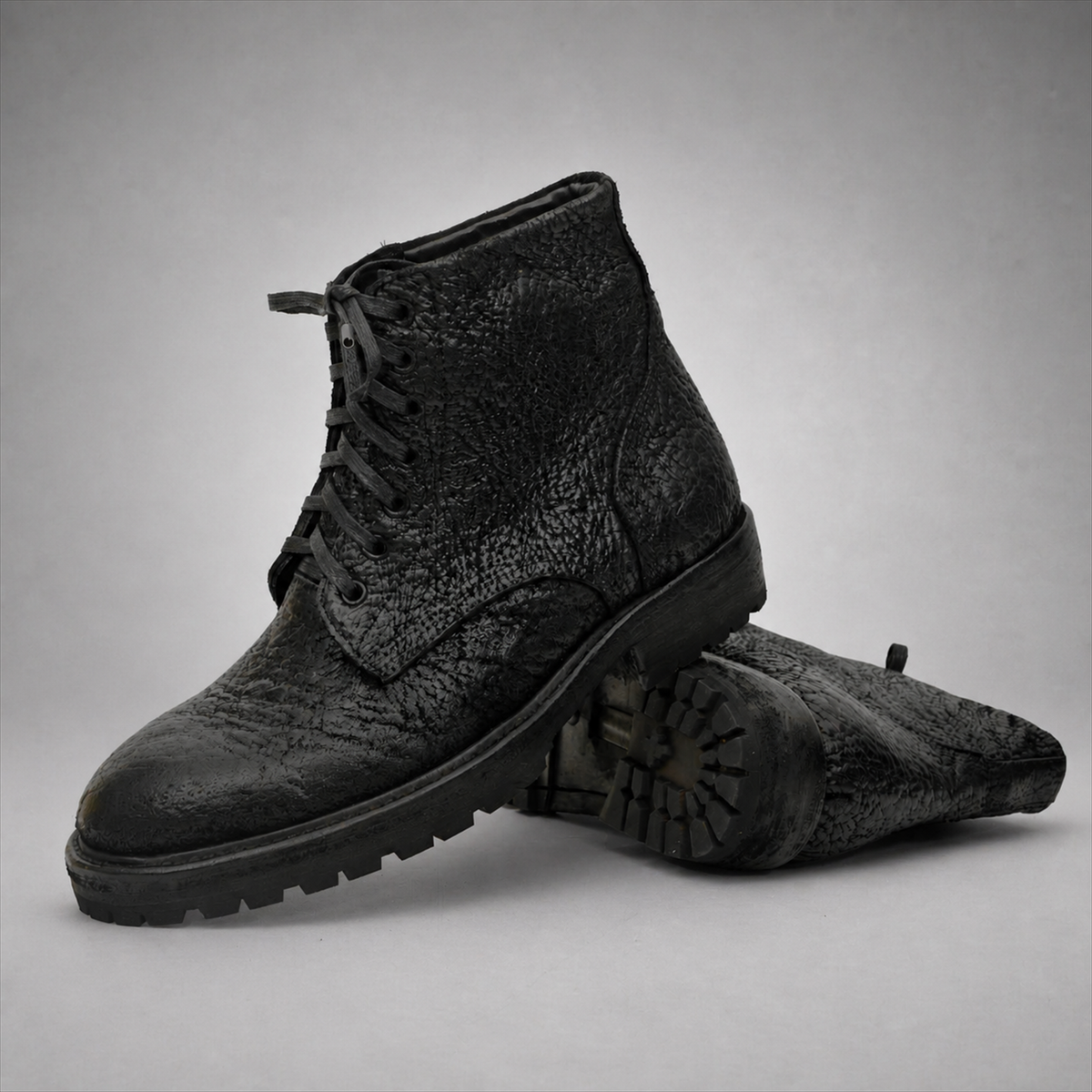 PASCH Blackthorn Textured Service Boot in Black Leather