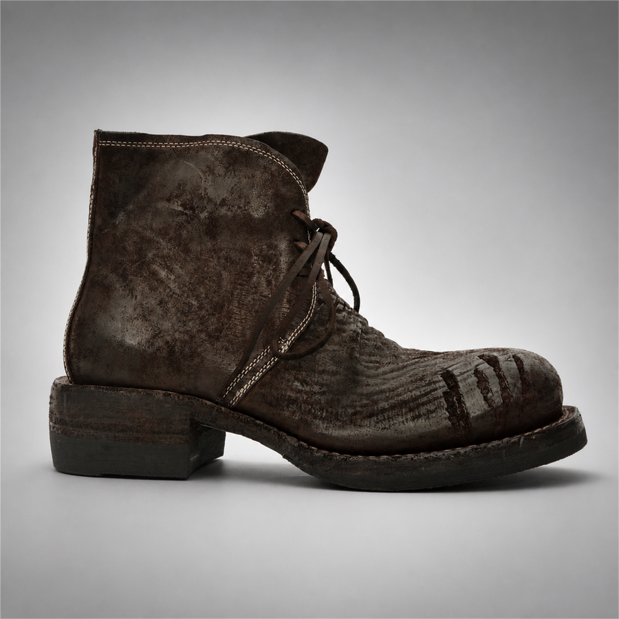 PASCH Walker Cap-Toe Service Boot in Coffee Brown Shell Cordovan, side view