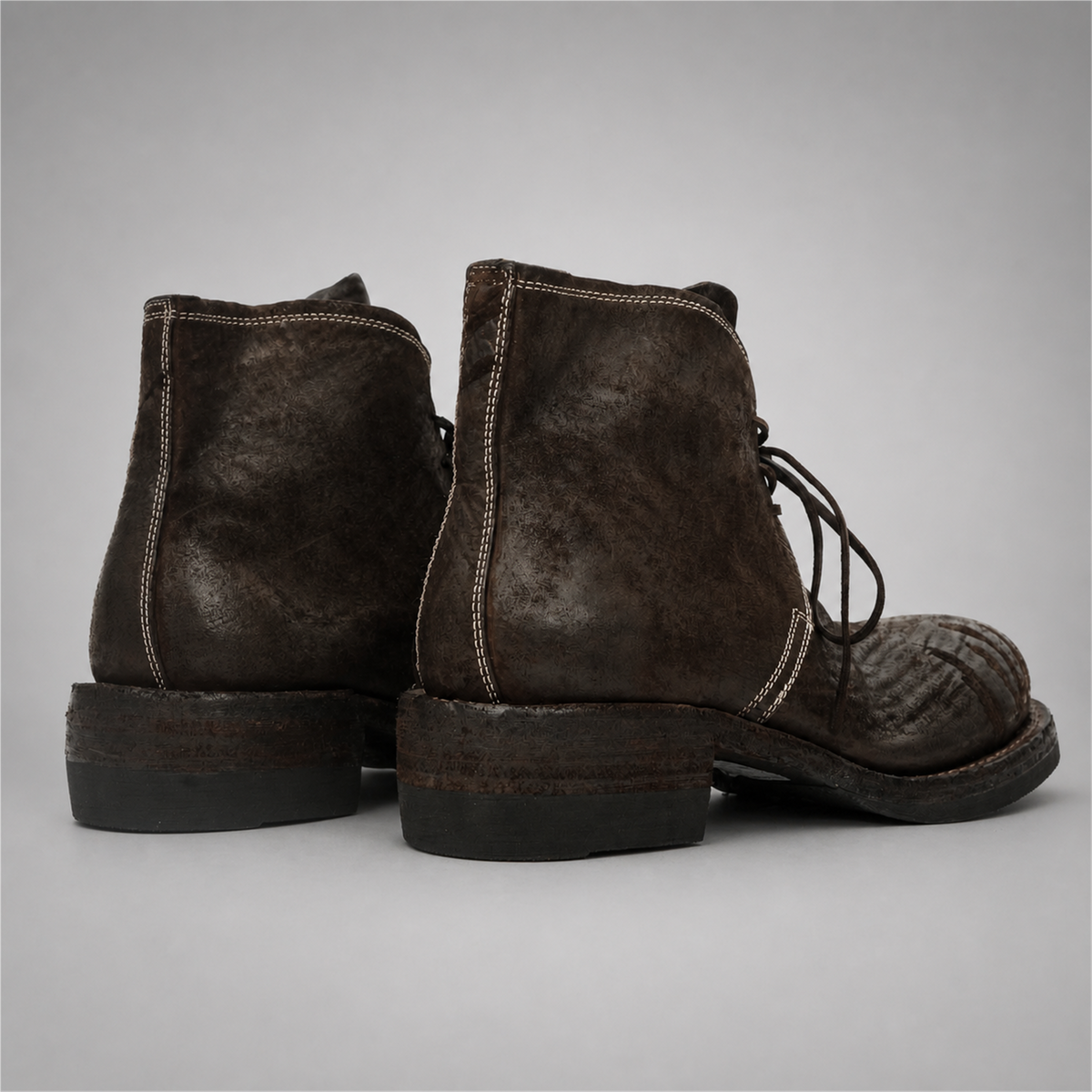 PASCH Walker Cap-Toe Service Boot in Coffee Brown Shell Cordovan