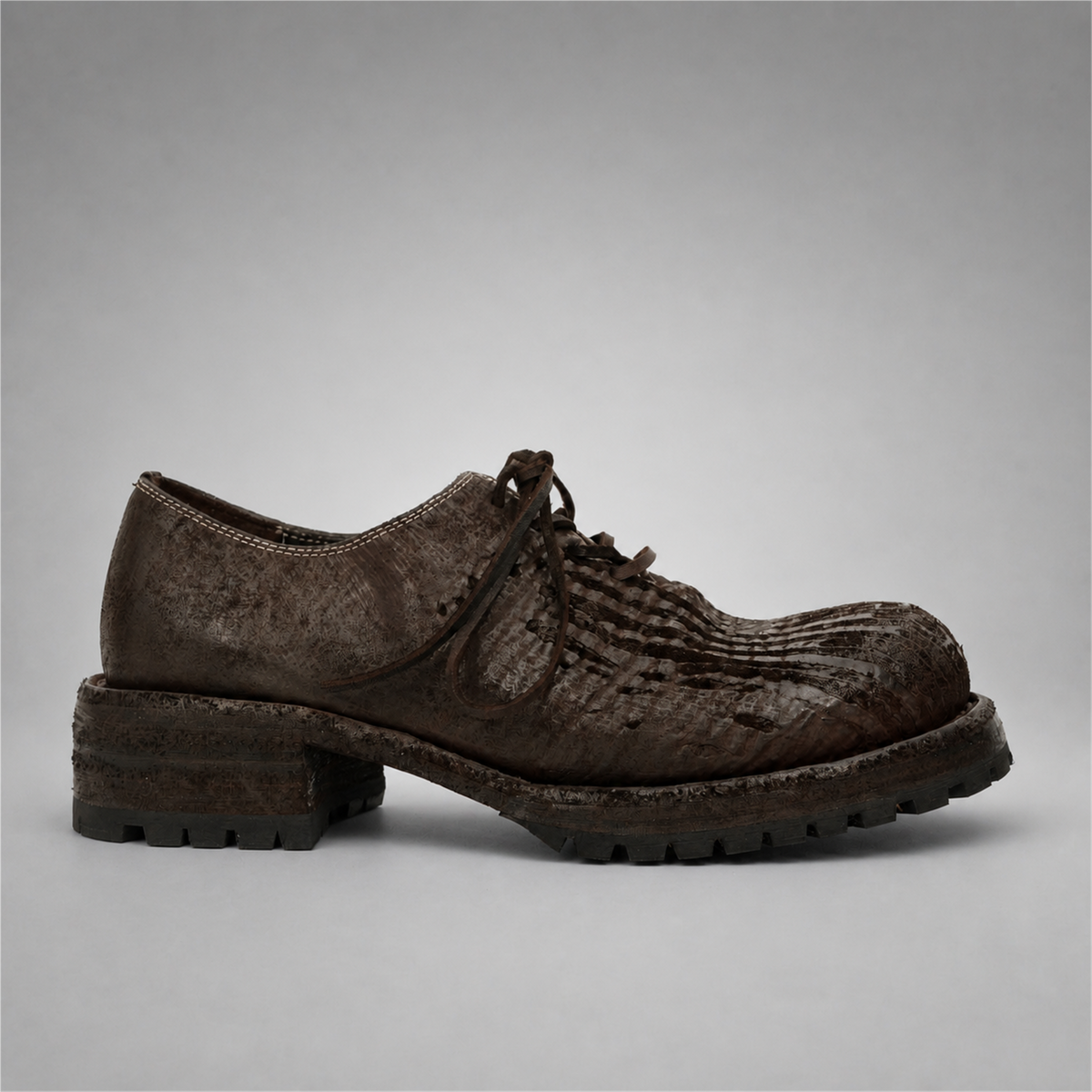 PASCH Sawyer Plain-Toe Derby in Coffee Brown Shell Cordovan, side view