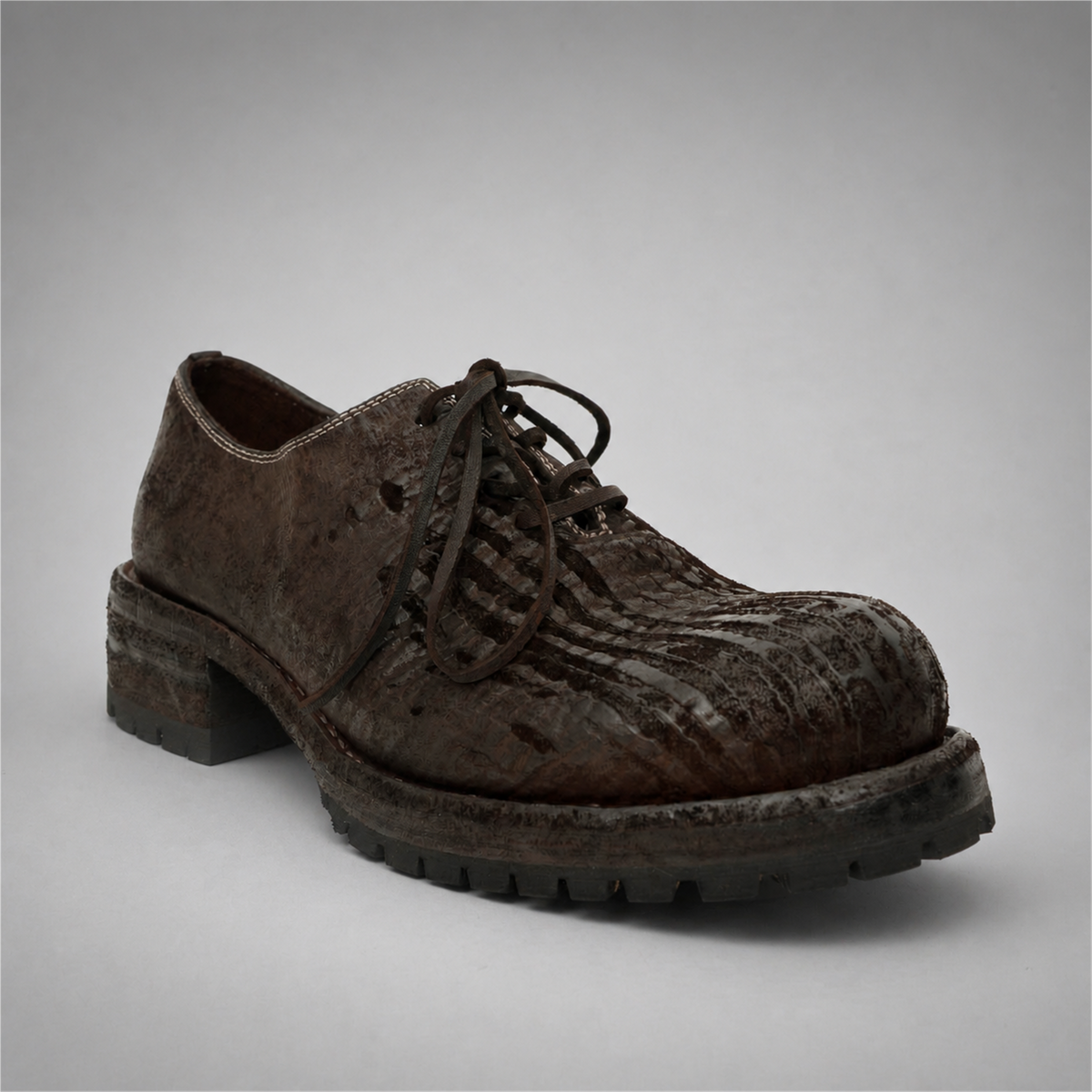 PASCH Sawyer Plain-Toe Derby in Coffee Brown Shell Cordovan