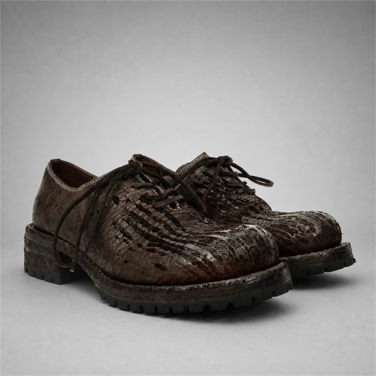 PASCH Sawyer Plain-Toe Derby in Coffee Brown Shell Cordovan