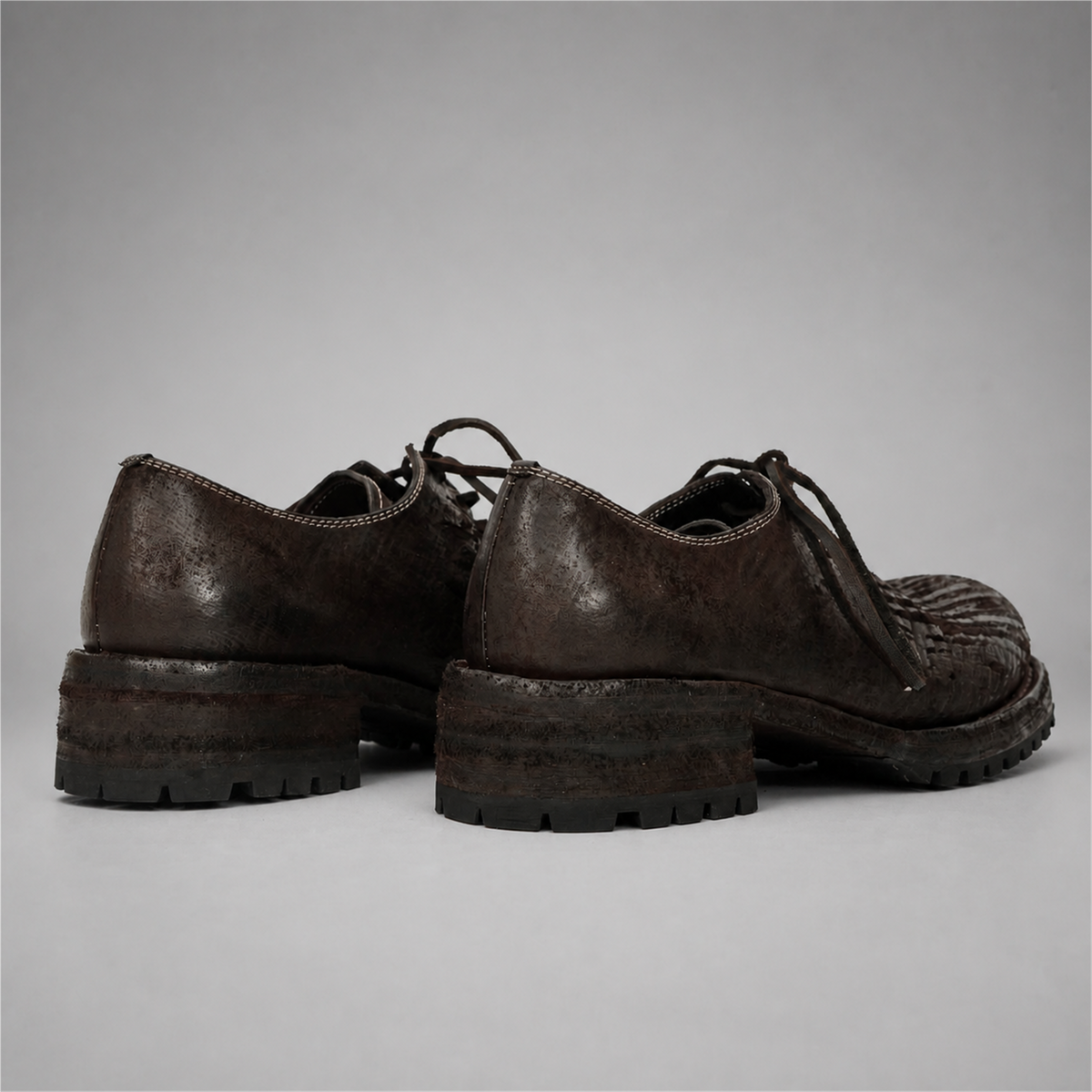 PASCH Sawyer Plain-Toe Derby in Coffee Brown Shell Cordovan