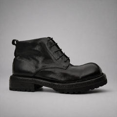 PASCH Granite Cap-Toe Service Boot in Black Leather, side view