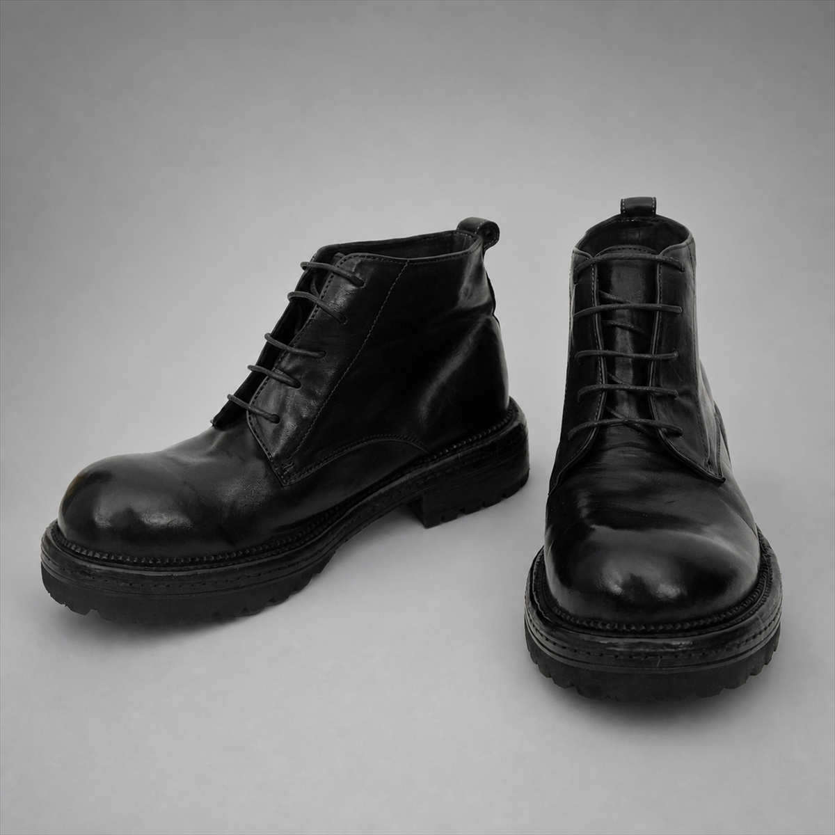 PASCH Granite Cap-Toe Service Boot in Black Leather