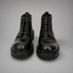 PASCH Granite Cap-Toe Service Boot in Black Leather