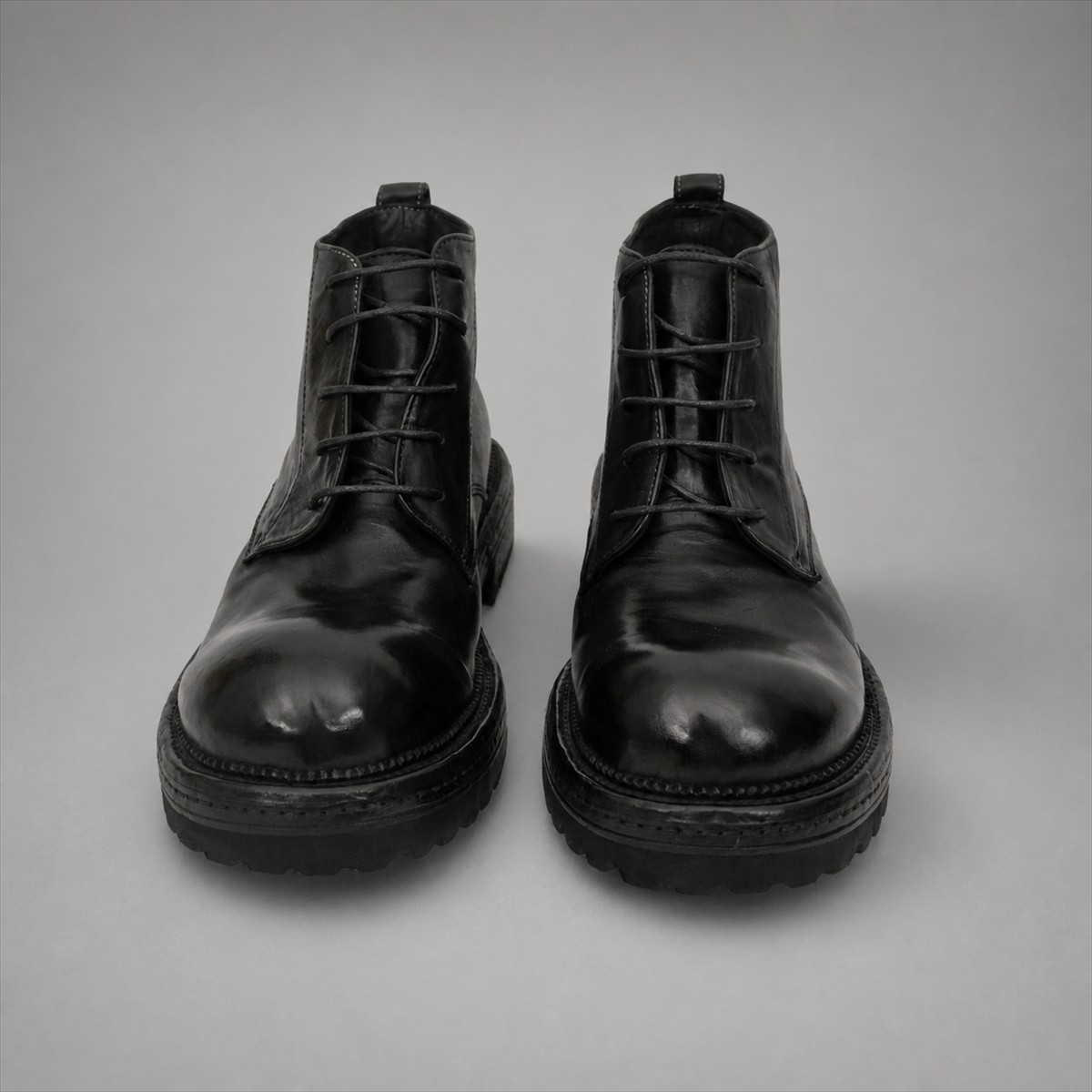 PASCH Granite Cap-Toe Service Boot in Black Leather