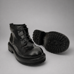 PASCH Granite Cap-Toe Service Boot in Black Leather