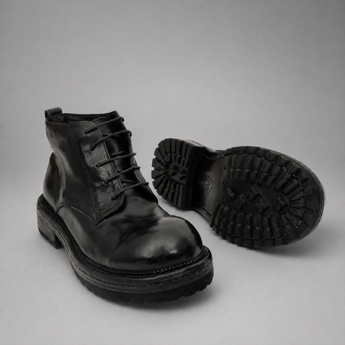 PASCH Granite Cap-Toe Service Boot in Black Leather
