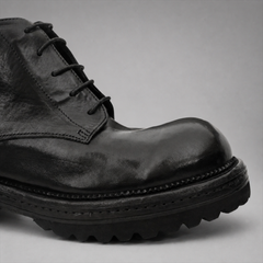 PASCH Granite Cap-Toe Service Boot in Black Leather
