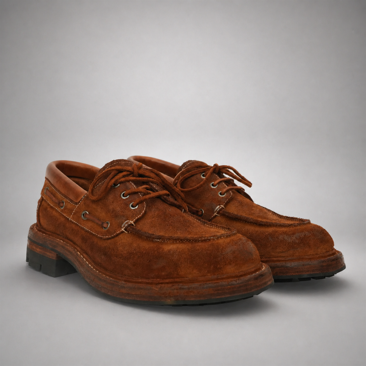 PASCH Mariner Boat Shoe in Brown Roughout Shell Cordovan