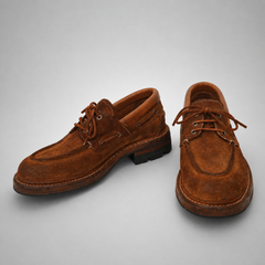 PASCH Mariner Boat Shoe in Brown Roughout Shell Cordovan
