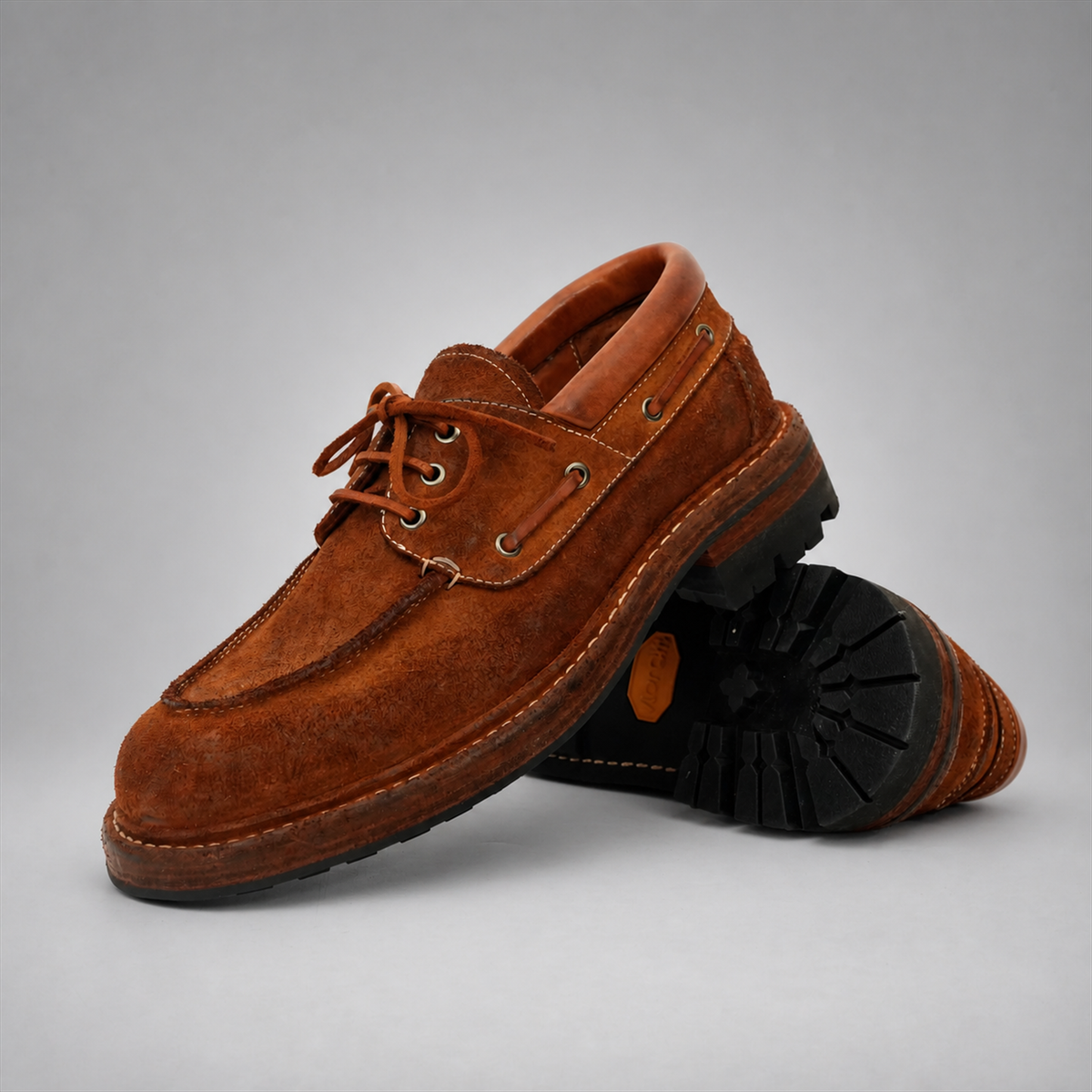 PASCH Mariner Boat Shoe in Brown Roughout Shell Cordovan