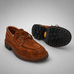 PASCH Mariner Boat Shoe in Brown Roughout Shell Cordovan