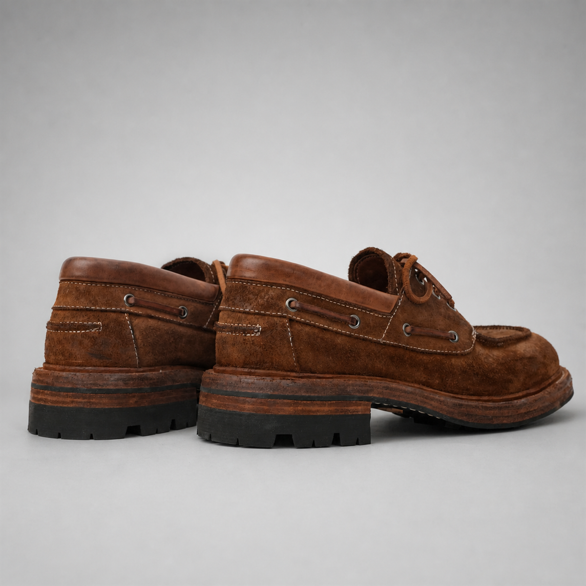PASCH Mariner Boat Shoe in Brown Roughout Shell Cordovan