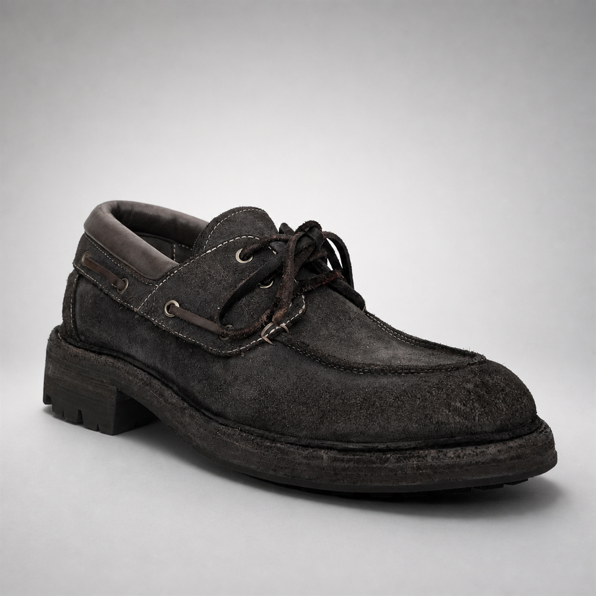 PASCH Mariner Boat Shoe in Gray Roughout Shell Cordovan