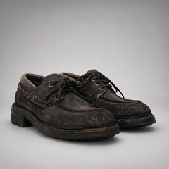PASCH Mariner Boat Shoe in Gray Roughout Shell Cordovan
