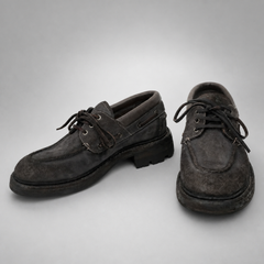 PASCH Mariner Boat Shoe in Gray Roughout Shell Cordovan