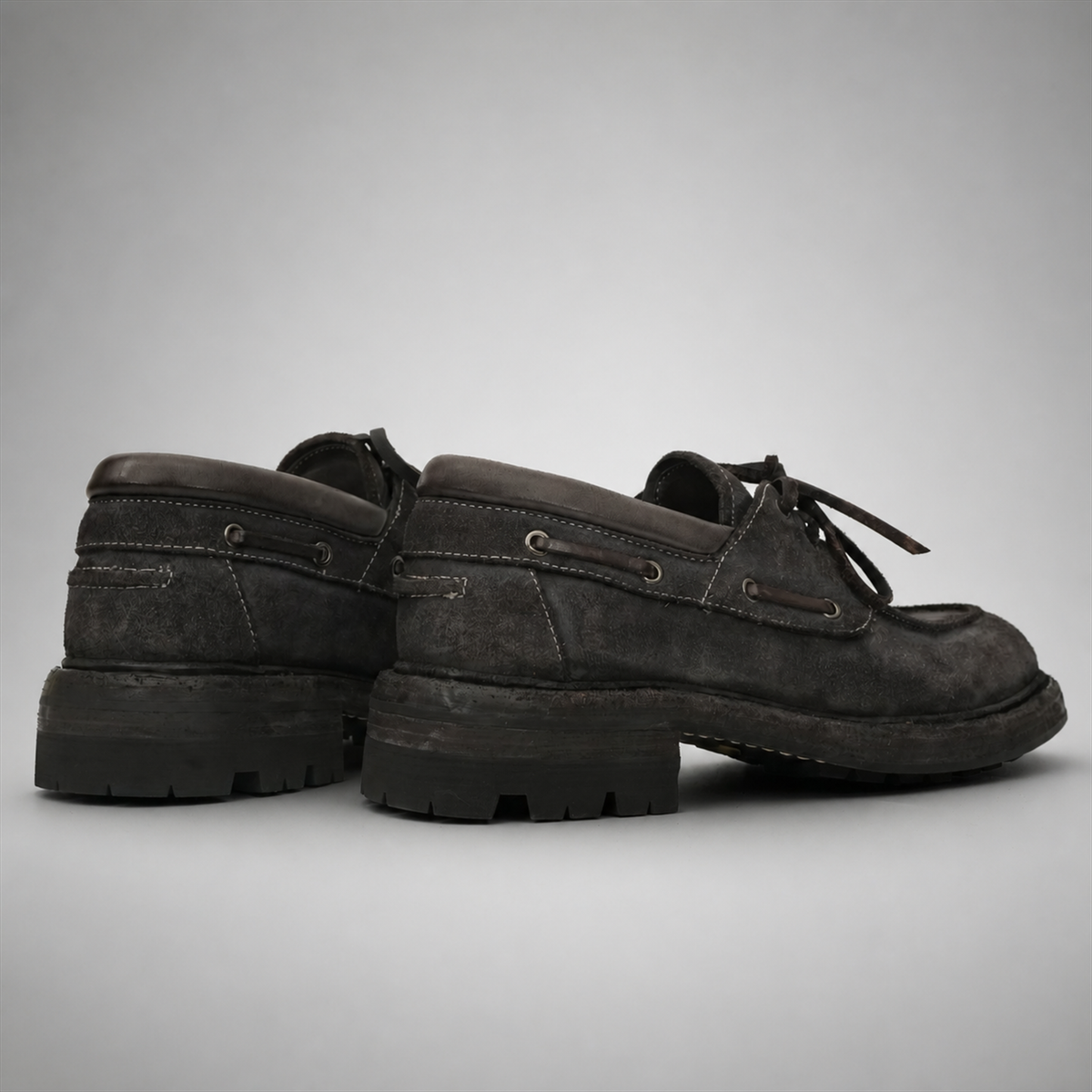 PASCH Mariner Boat Shoe in Gray Roughout Shell Cordovan