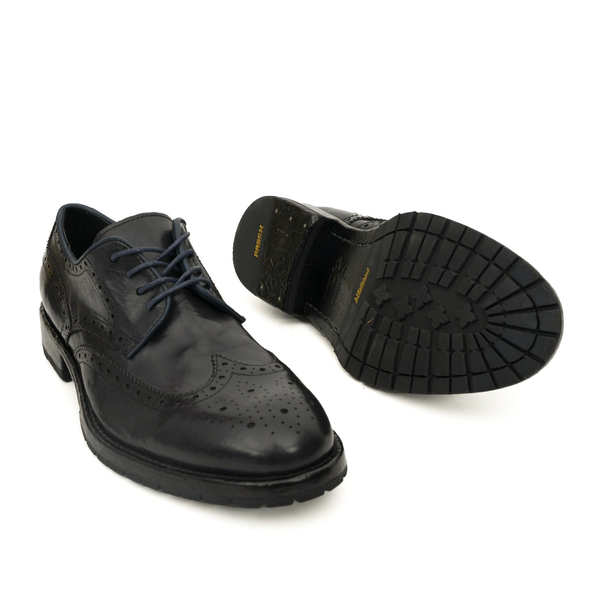 PASCH Ashford Wingtip Derby in Blue Water-Washed Leather