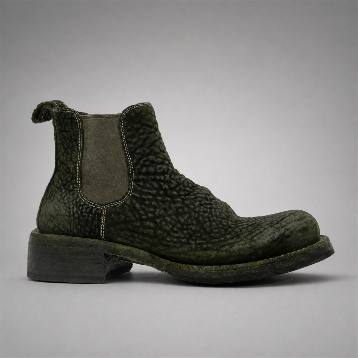 PASCH Briar Chelsea Boot in Cedar Green Shell Cordovan, side view