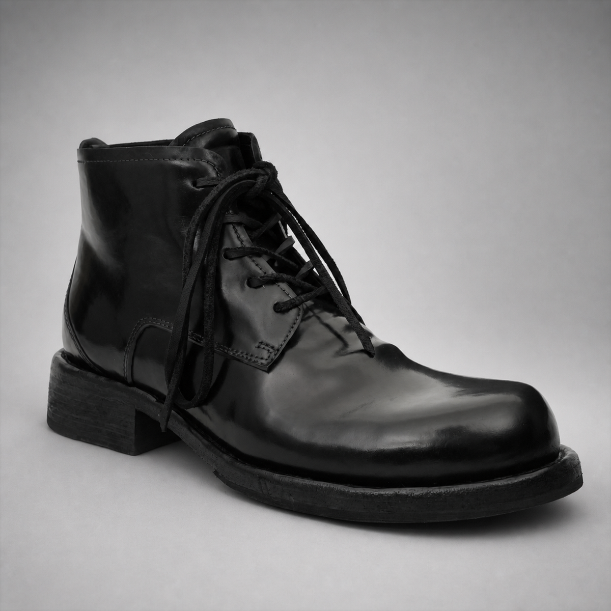 PASCH Stanton Plain-Toe Service Boot in Black Shell Cordovan