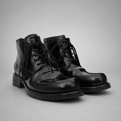 PASCH Stanton Plain-Toe Service Boot in Black Shell Cordovan