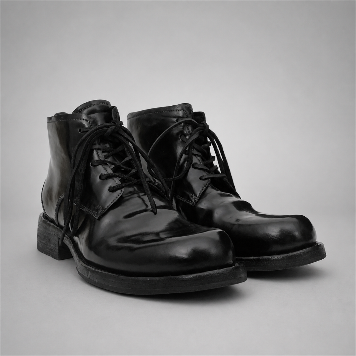 PASCH Stanton Plain-Toe Service Boot in Black Shell Cordovan
