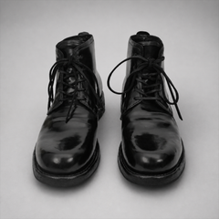 PASCH Stanton Plain-Toe Service Boot in Black Shell Cordovan