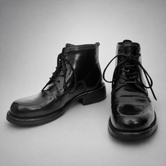 PASCH Stanton Plain-Toe Service Boot in Black Shell Cordovan