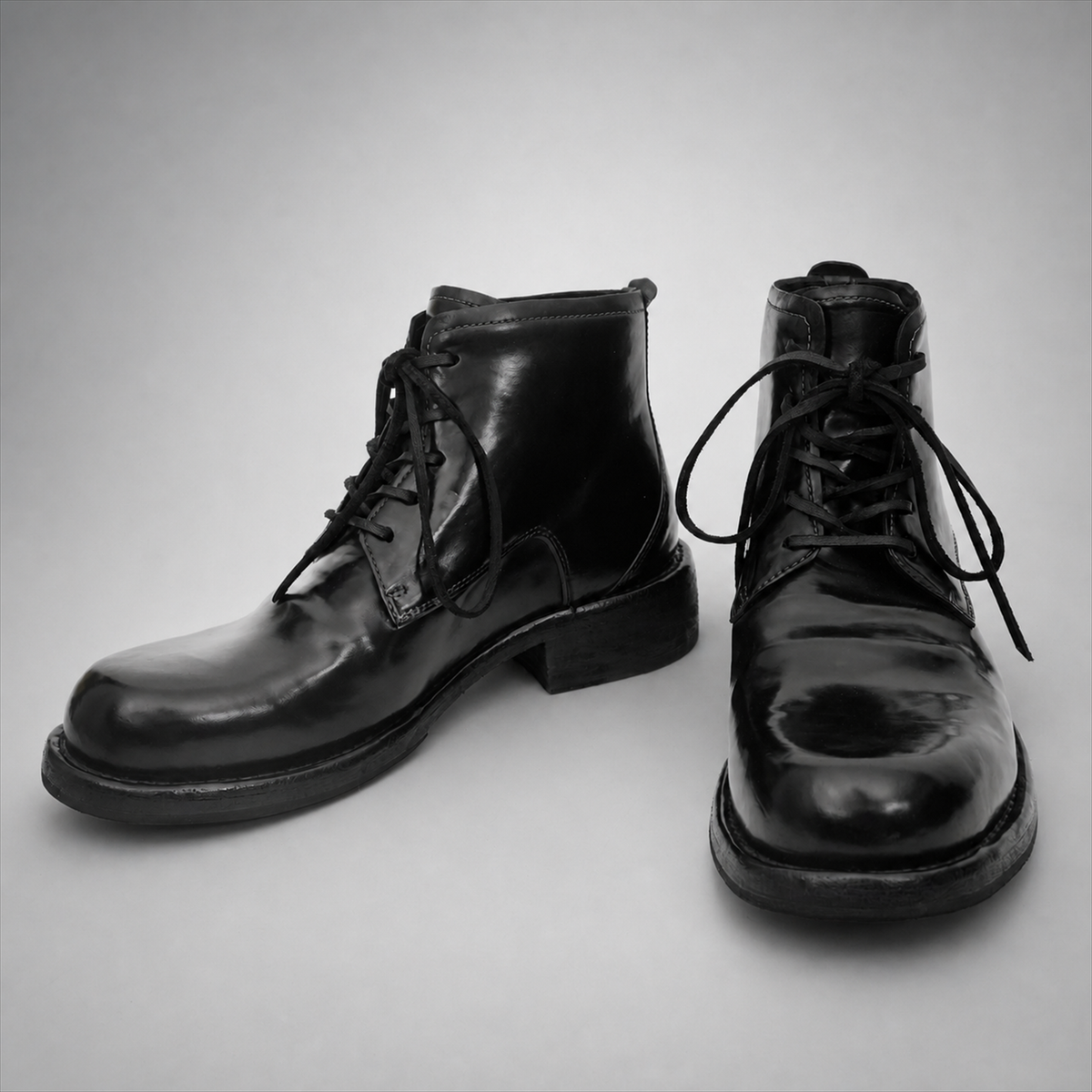 PASCH Stanton Plain-Toe Service Boot in Black Shell Cordovan