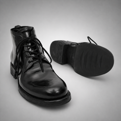PASCH Stanton Plain-Toe Service Boot in Black Shell Cordovan