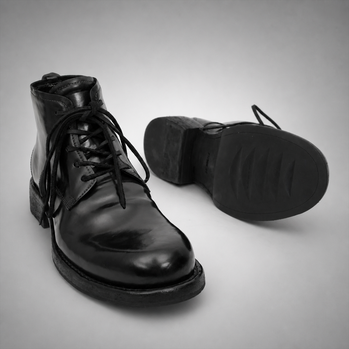 PASCH Stanton Plain-Toe Service Boot in Black Shell Cordovan