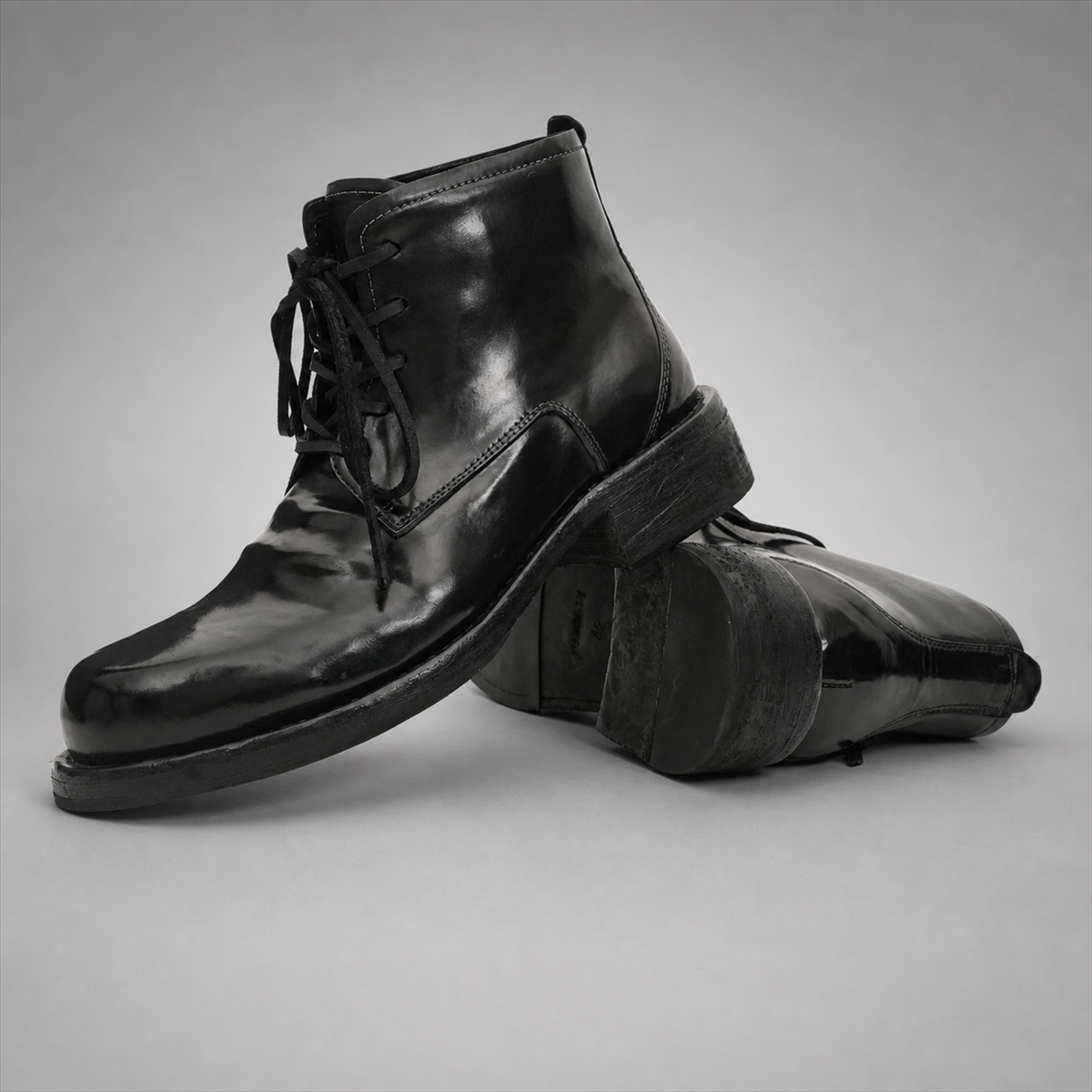 PASCH Stanton Plain-Toe Service Boot in Black Shell Cordovan