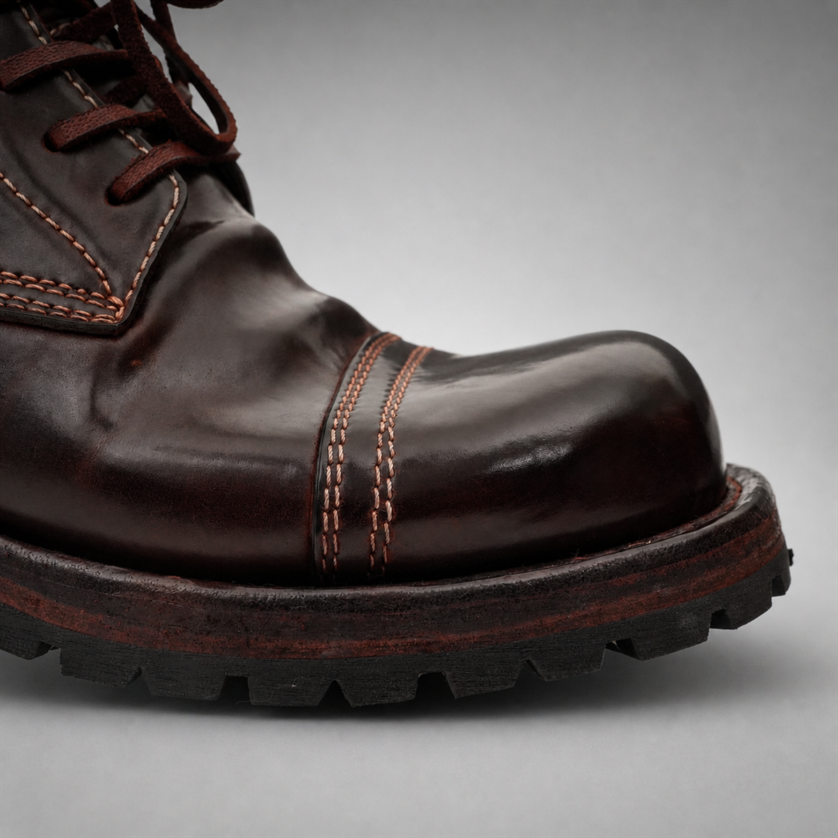 PASCH Bastion Cap-Toe Service Boot in Coffee Brown Shell Cordovan