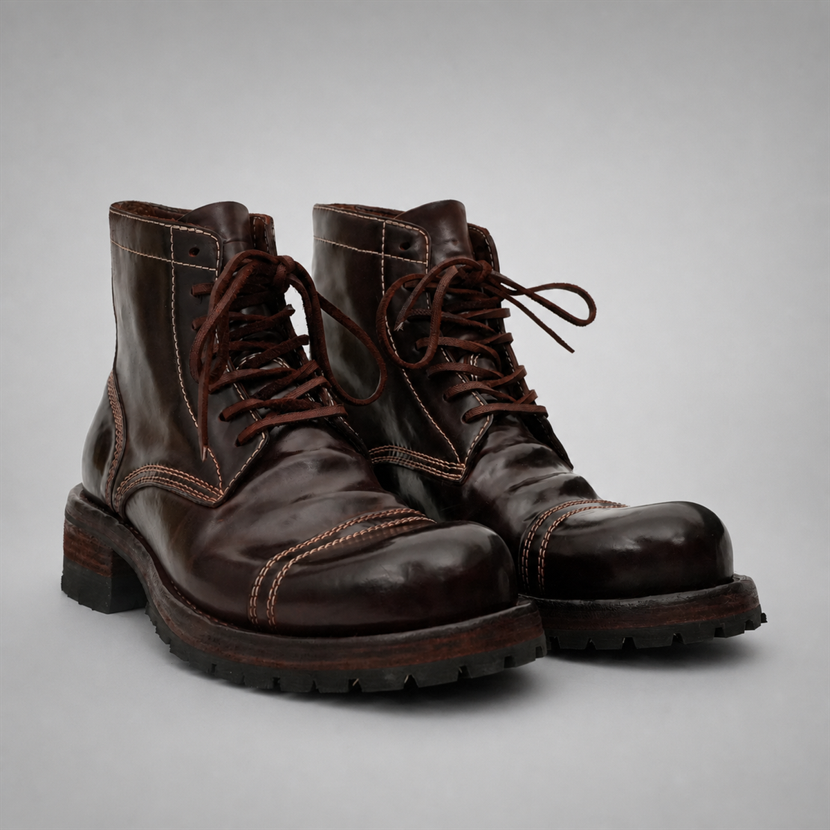 PASCH Bastion Cap-Toe Service Boot in Coffee Brown Shell Cordovan