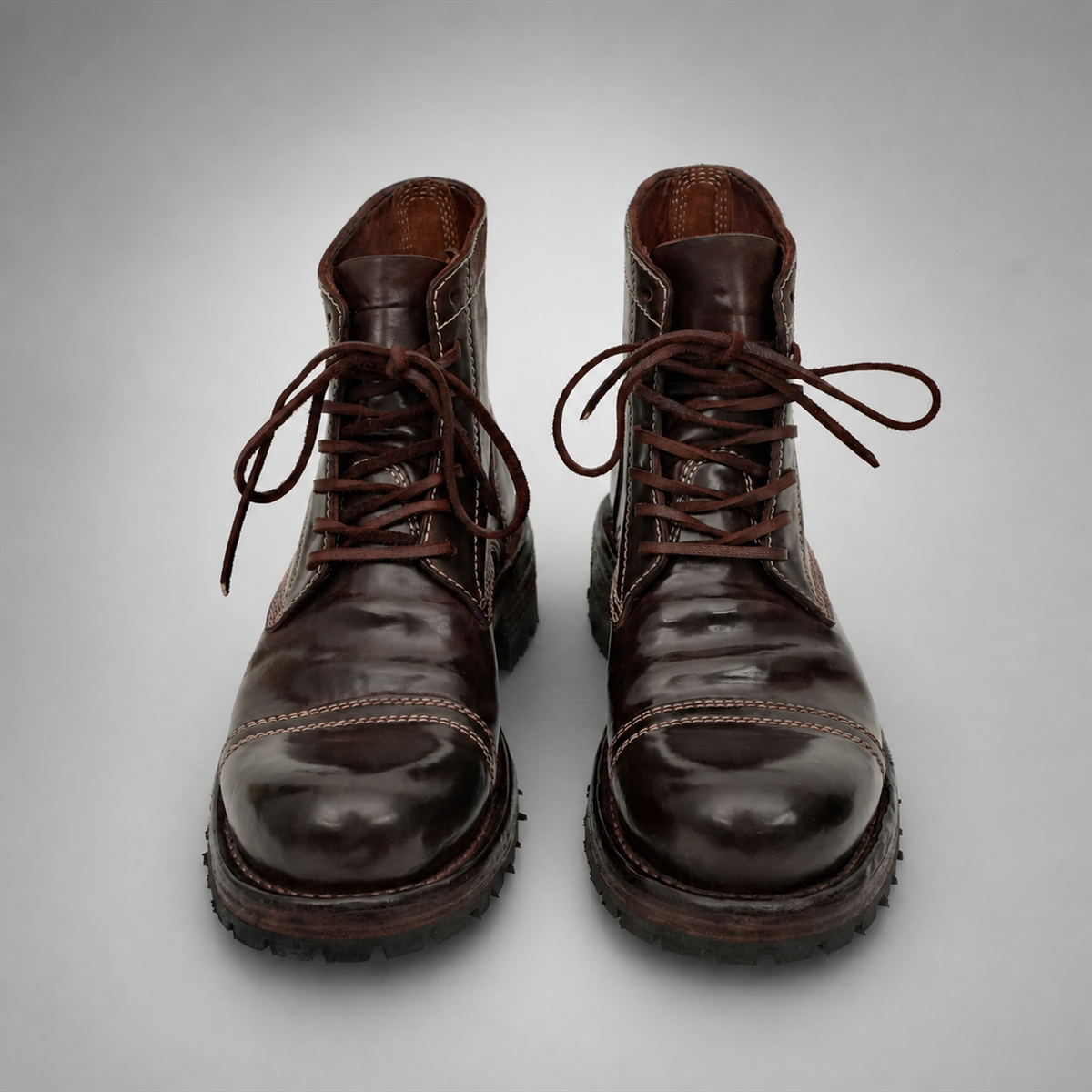 PASCH Bastion Cap-Toe Service Boot in Coffee Brown Shell Cordovan