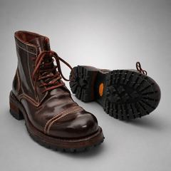 PASCH Bastion Cap-Toe Service Boot in Coffee Brown Shell Cordovan