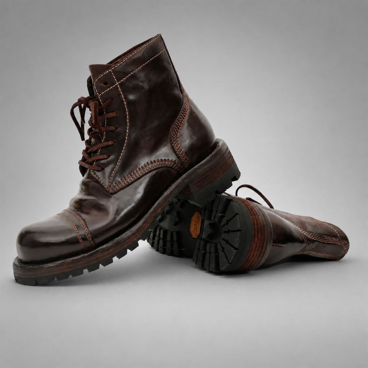PASCH Bastion Cap-Toe Service Boot in Coffee Brown Shell Cordovan