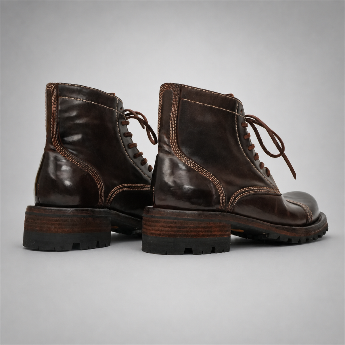 PASCH Bastion Cap-Toe Service Boot in Coffee Brown Shell Cordovan