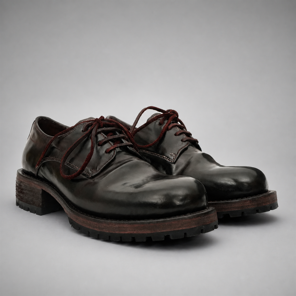 PASCH Hudson Plain-Toe Derby in Coffee Brown Shell Cordovan