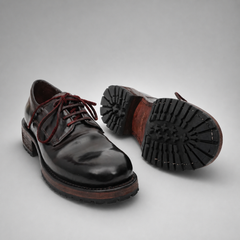 PASCH Hudson Plain-Toe Derby in Coffee Brown Shell Cordovan