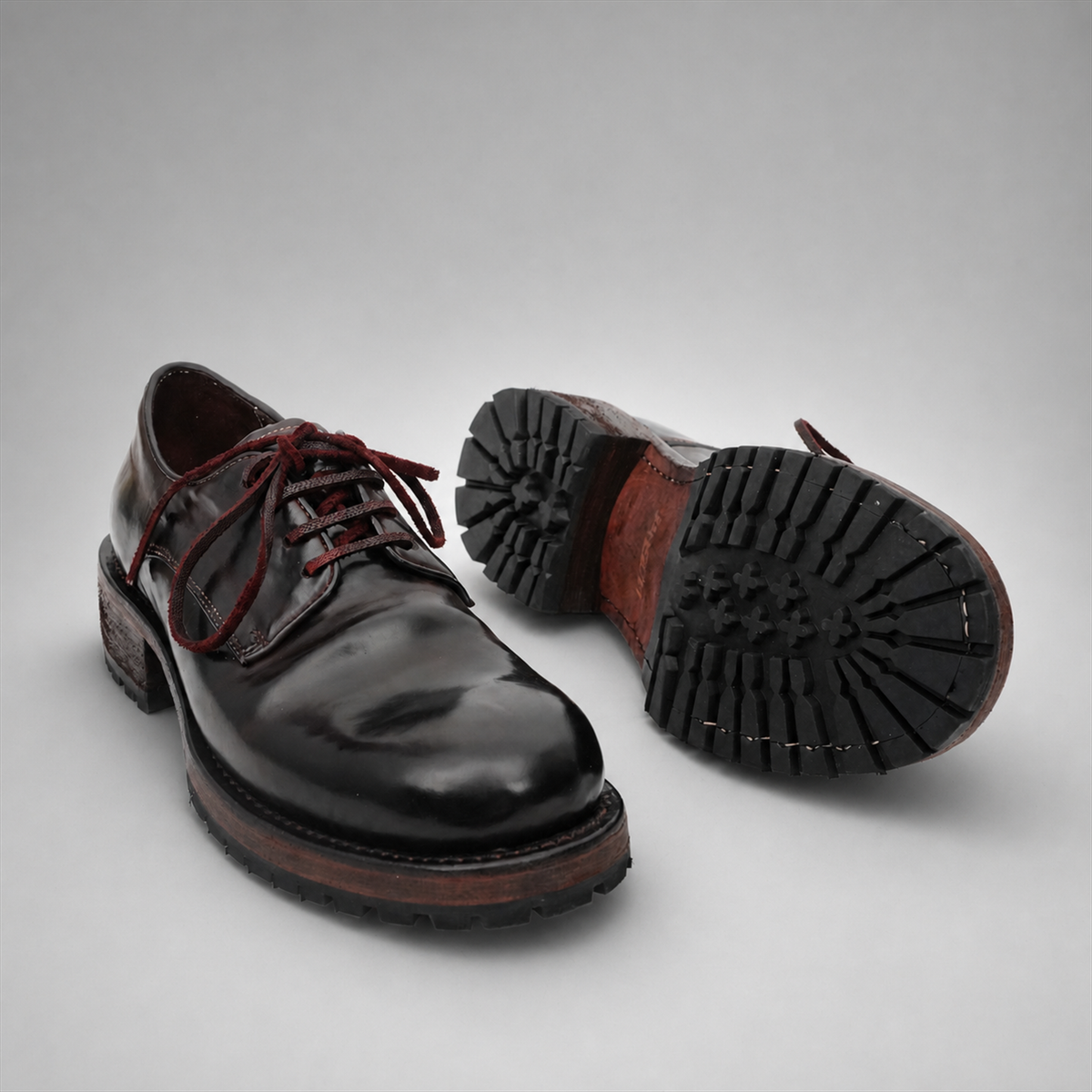 PASCH Hudson Plain-Toe Derby in Coffee Brown Shell Cordovan