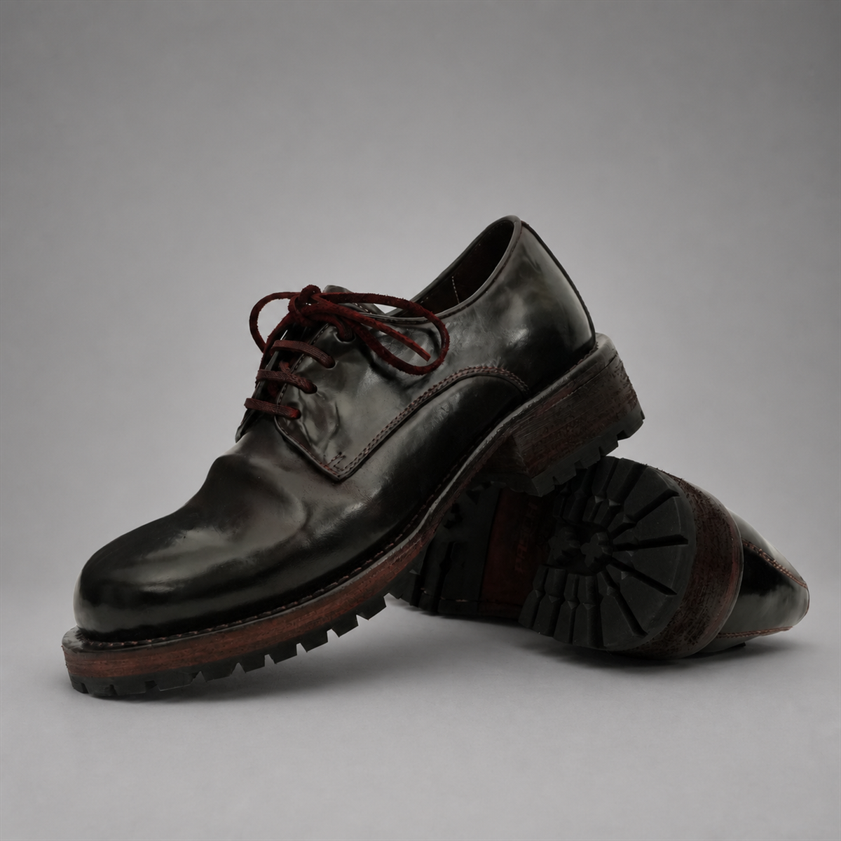 PASCH Hudson Plain-Toe Derby in Coffee Brown Shell Cordovan