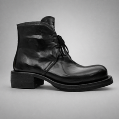 PASCH Mercer Plain-Toe Chukka Boot in Black Shell Cordovan, side view