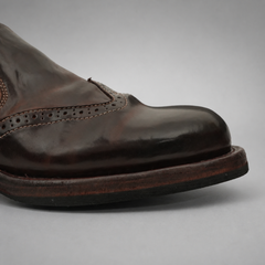 PASCH Rivington Elastic-Side Brogue Shoe in Coffee Brown Shell Cordovan