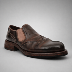 PASCH Rivington Elastic-Side Brogue Shoe in Coffee Brown Shell Cordovan